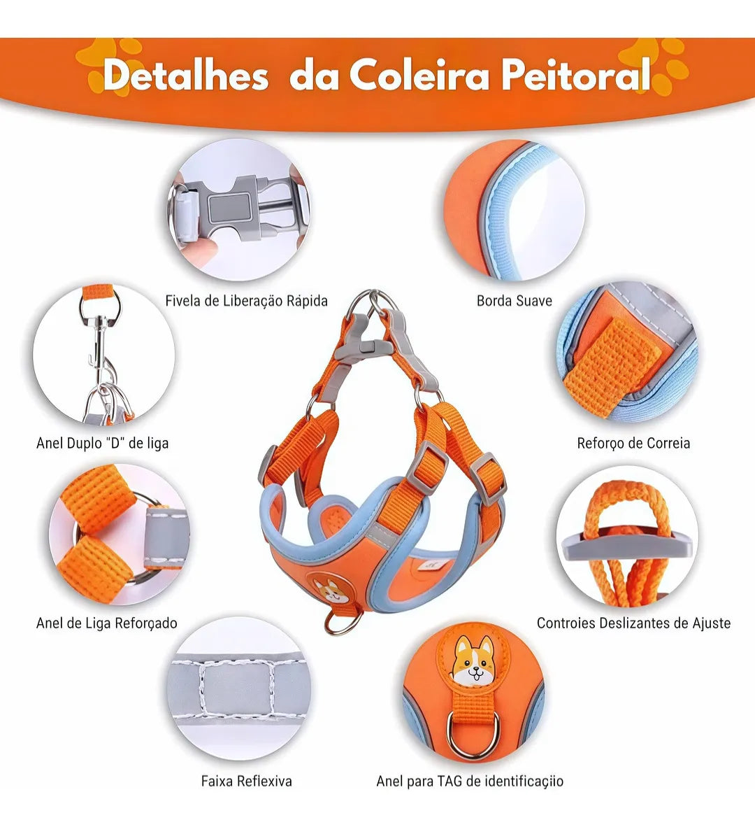 Kit Peitoral+Guia Retrátil
