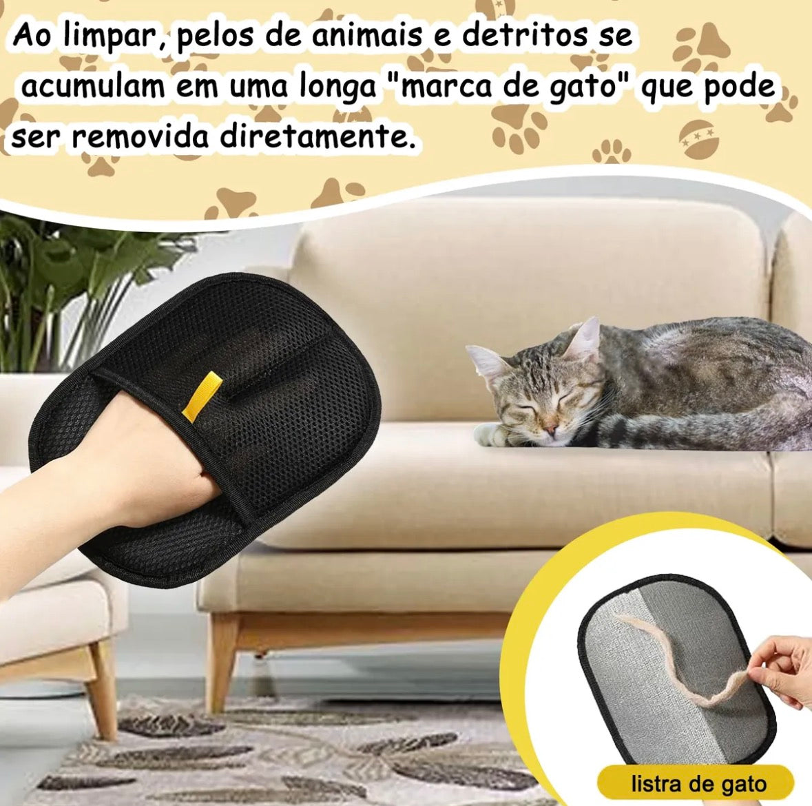 Luva limpa pelos
